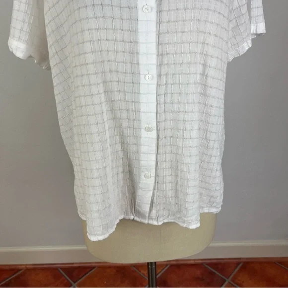 Eileen Fisher Organic Cotton Voile Box Band Collar Shirt - Picture 5 of 9